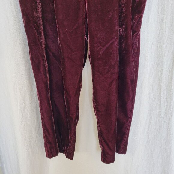 LOFT Burgundy Rayon Velvet Pants Women's Size 16 LUXURY! - Picture 3 of 8